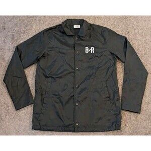 Rare Men's Bleacher Report Black Snap Button Windbreaker Jacker Size Small